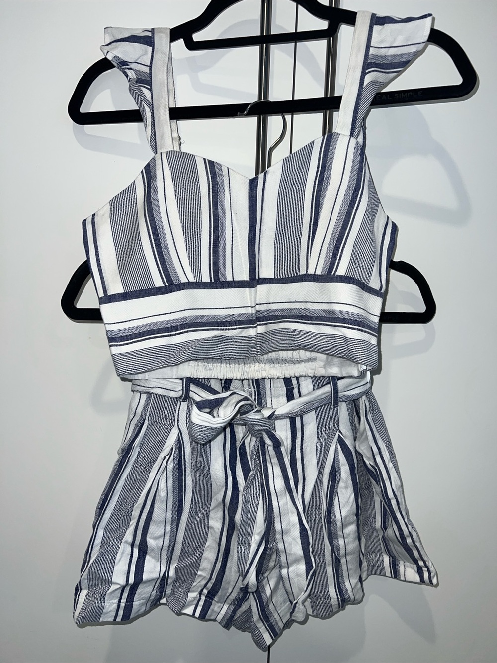 Navy and White Striped Two-Piece Set